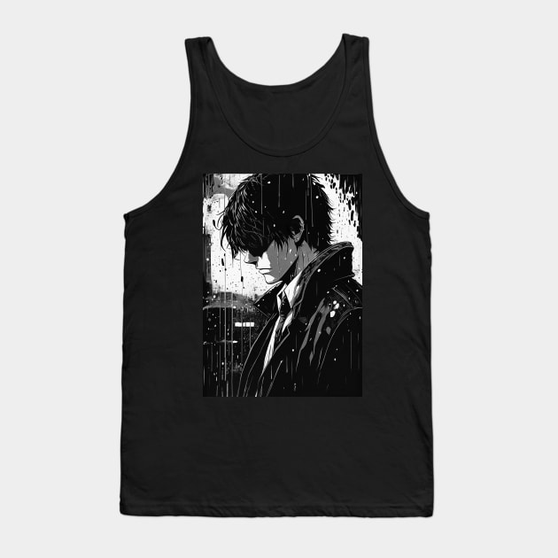 Sad manga man in the rain Tank Top by GothicDesigns